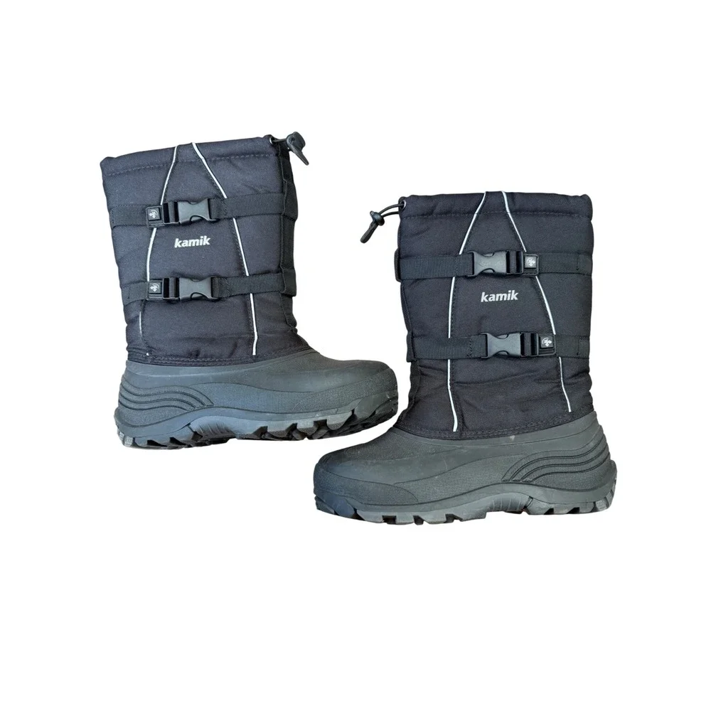 Kamik Waterbury Black Waterproof Insulated Snow Boots Kids Size 6 Made in Canada